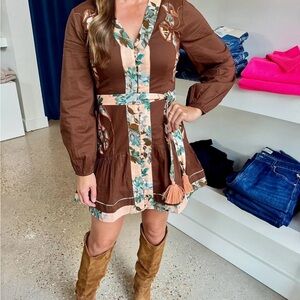 Anna cate tuckernuck brown Floral Mini Dress